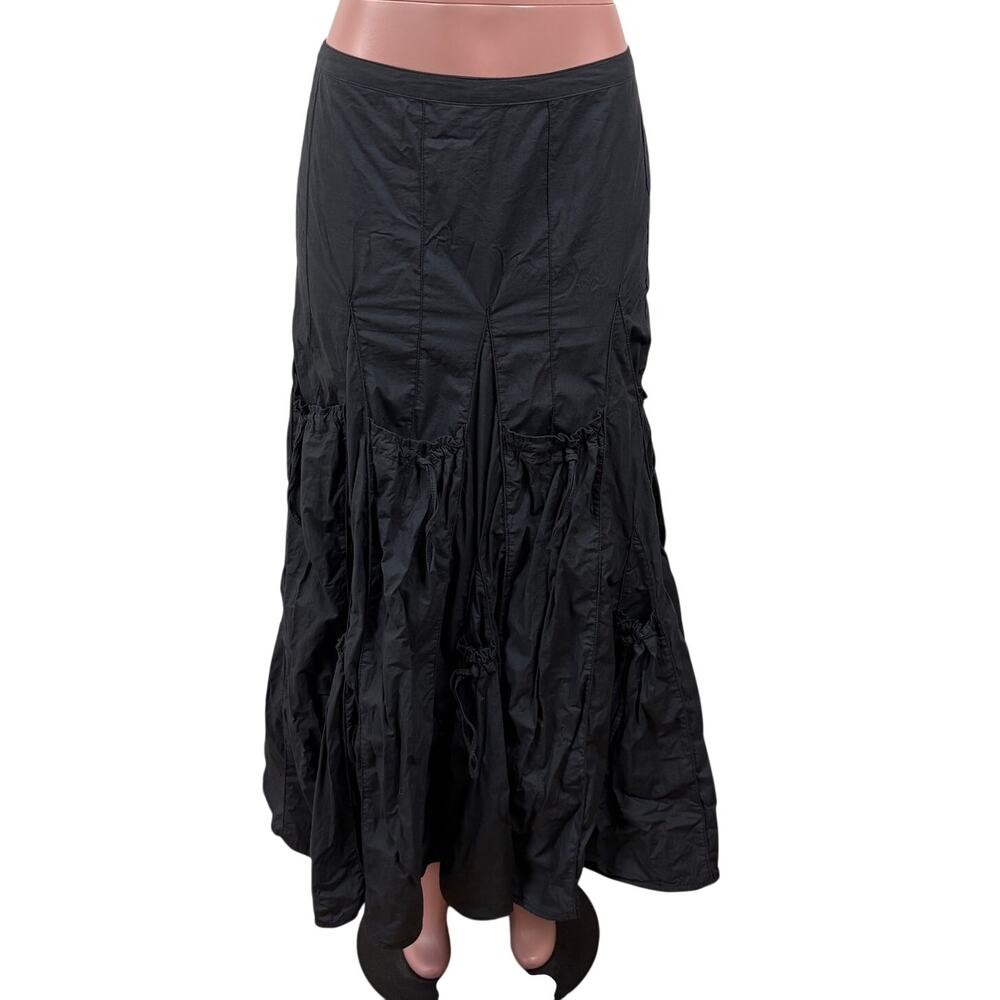 Cordelia Vintage Y2K Black Maxi Skirt Medium Lace-up steampunk avant garde